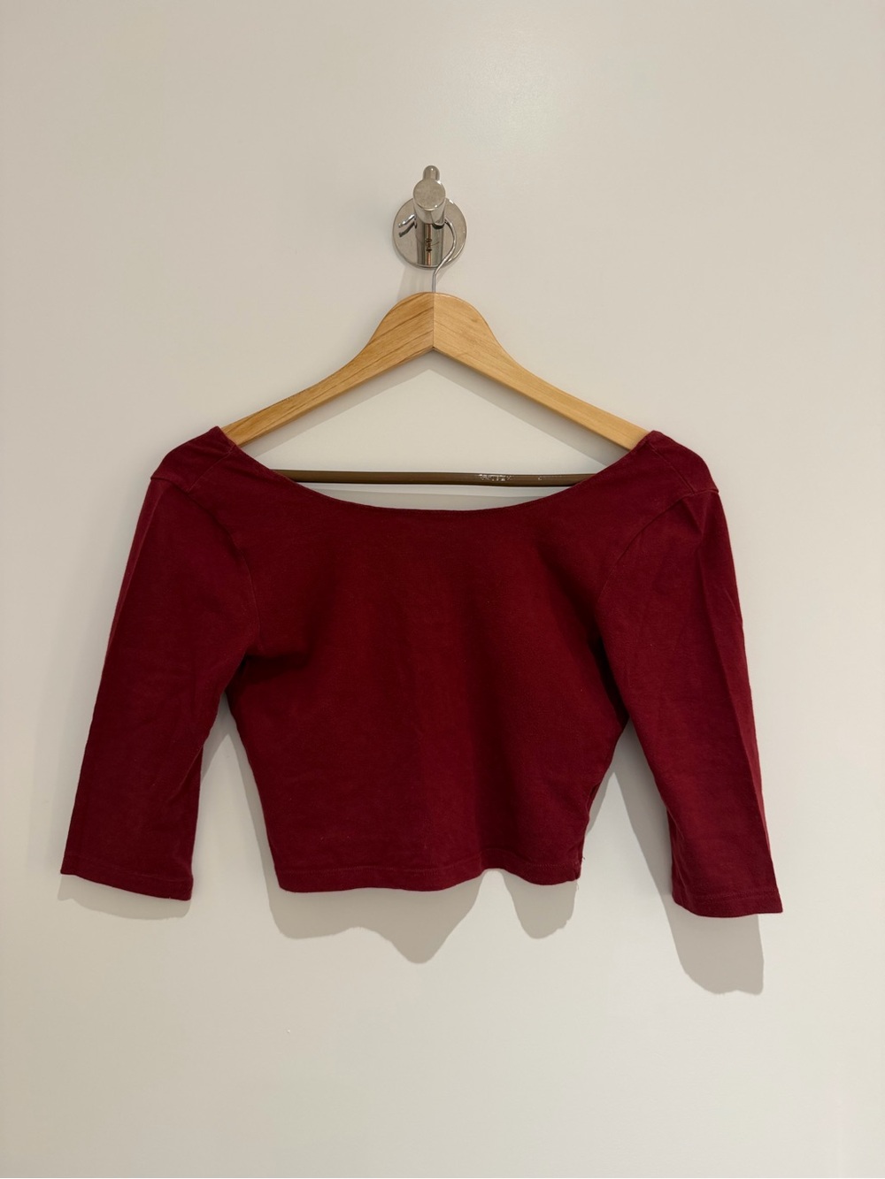 Burgundy Cropped Boatneck Top